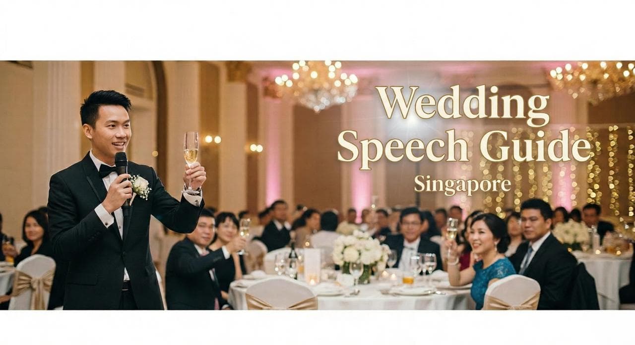 Best man giving a wedding speech at a Singapore hotel banquet